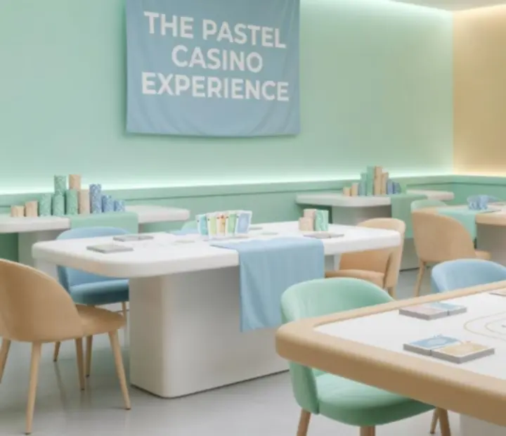 Pastelowa dekoracja eventu w stylu casino