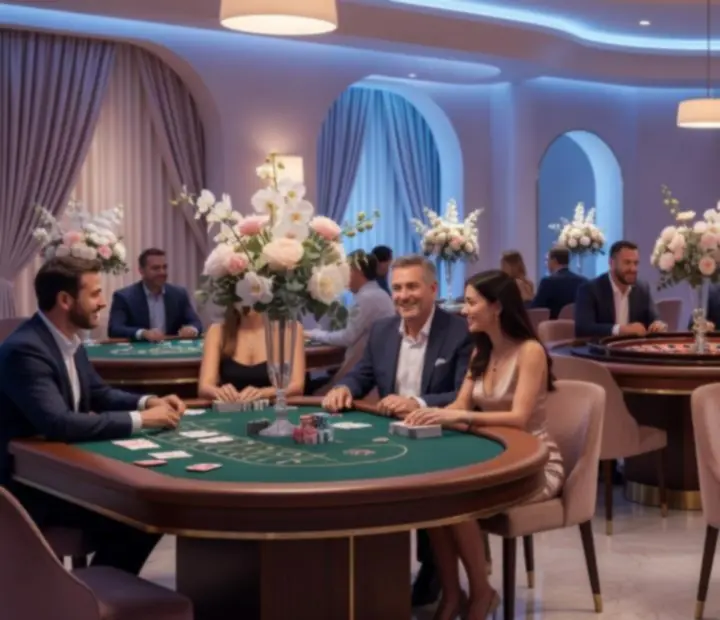 Elegancka gala z dekoracjami w motywie casino