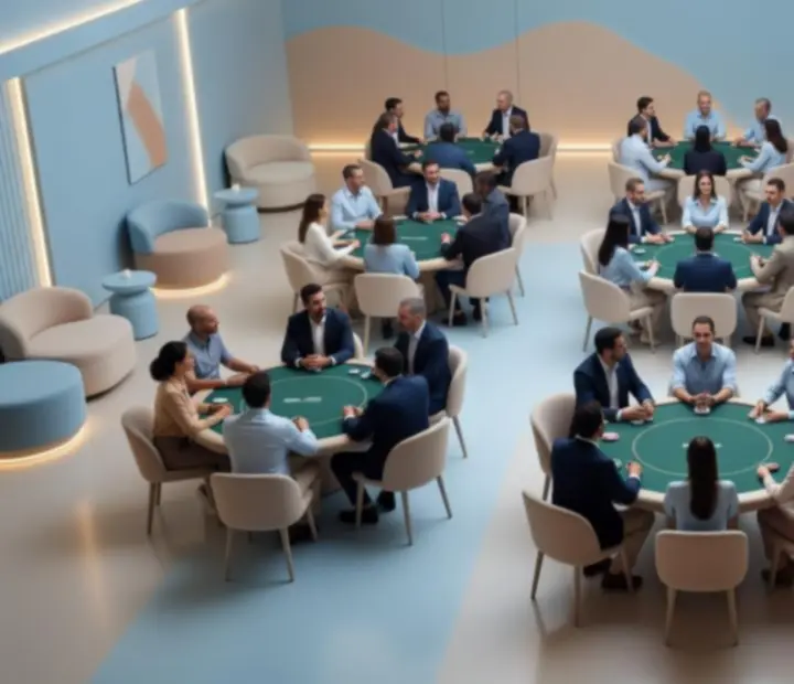 Uczestnicy eventu pokerowego podczas rekreacyjnej rozgrywki