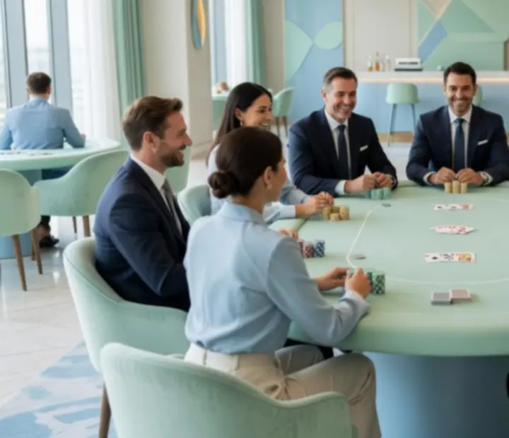 Stół pokerowy przygotowany na elegancki wieczór pokerowy